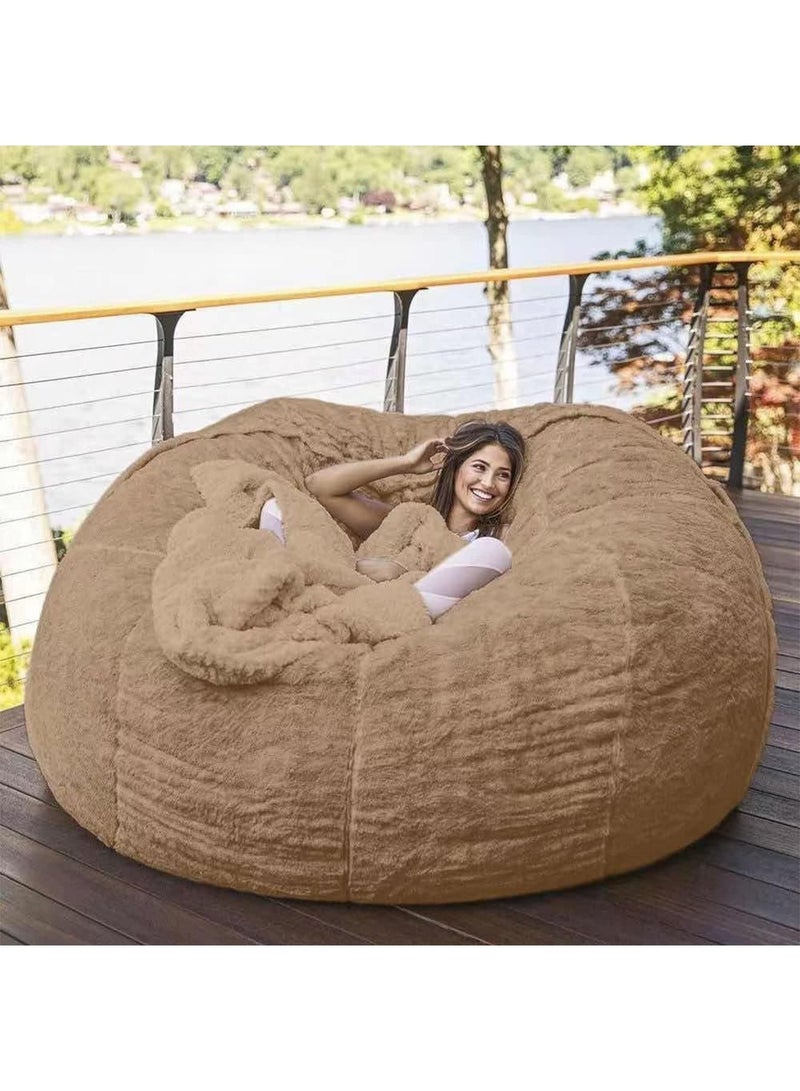 LIMOS Large Bean Bag Cover(Filler Not Included) Round Soft Fluffy Cover with Faux Fur - Image 1