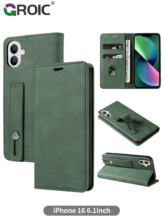 GROIC For iPhone 16 Case,iPhone 16 Phone Cover,Luxury Leather Wallet Cover, Leather Wallet Case Classic Design with Card Slot and Magnetic Flip Flip Folding Case for iPhone 16  Phone Shell 6.1'' - Image 1