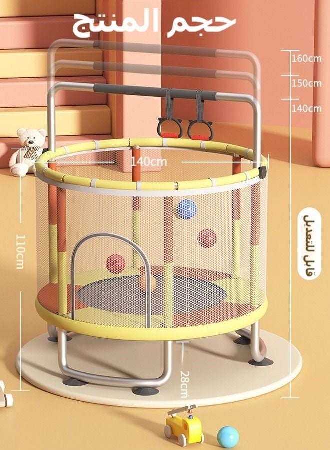 WALALLA Trampoline for Kids, Adjustable Baby Toddler Trampoline 140cm Indoor Outdoor Use with Safety Enclosure Net, Foam Handle, Adjustable Gymnastics Bars, Basketball Hoop, Gifts for Boys and Girls - Image 5
