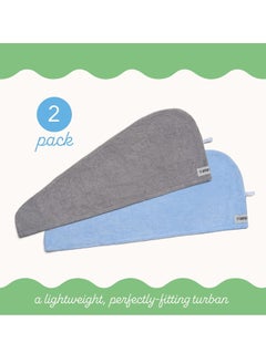 Turbie Twist Turbie Twist 2-Pack Microfiber Hair Towel for Beauty, Travel, Gifting - Hair Wrap Turban for Straight, Wavy & Curly Hair - Premium Hair Care - Grey & Blue  - Image 2