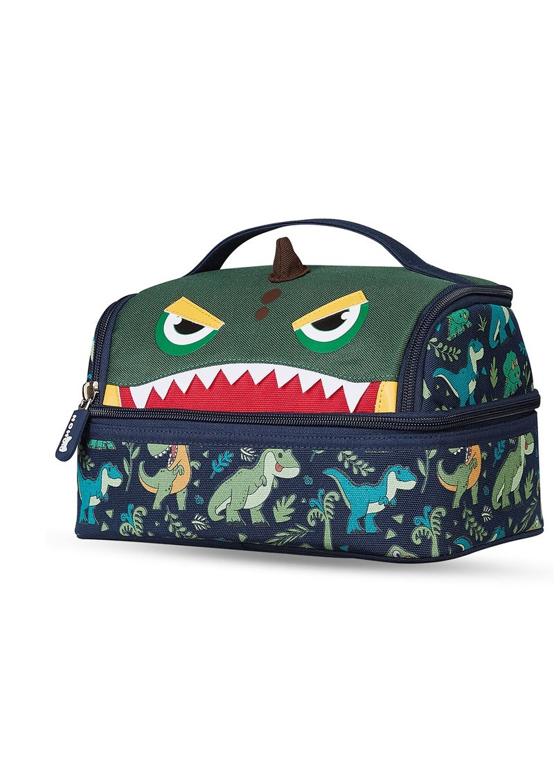 Nohoo Kids 16 Inch School Bag With Lunch Bag, Handbag And Pencil Case (Set Of 4) Dino - Green - Image 4
