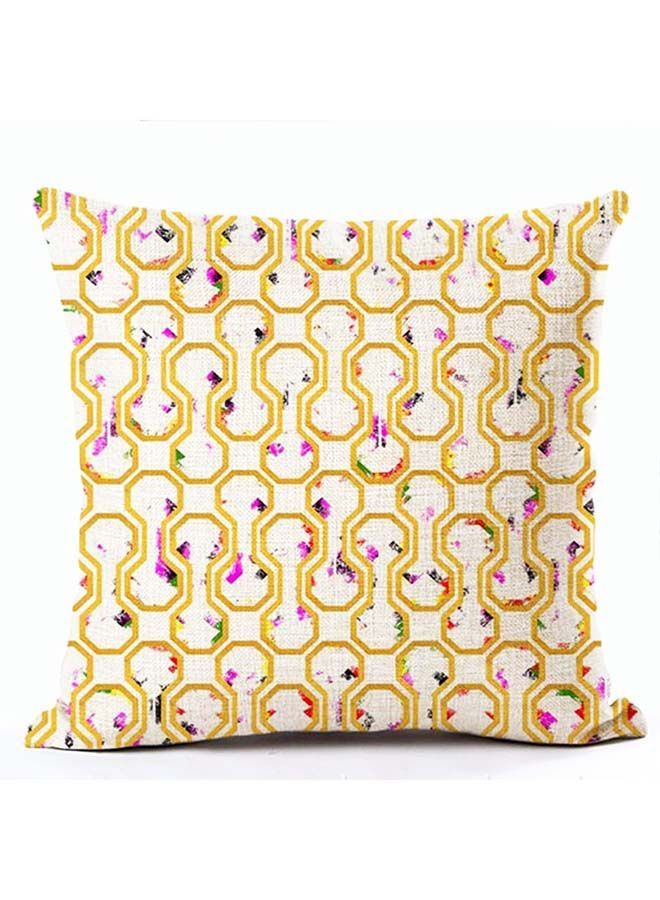 NIBEMINENT Geometric Pattern Cushion Cover Yellow/White 45x45centimeter