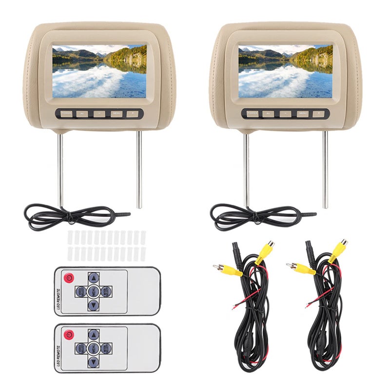 Akozon مشغل DVD لرأس السيارة بشاشتين، 2 قطعة، 7 بوصة عالية الدقة، مشغلات فيديو رأس السيارة LCD، تحكم فيديو MP5، بني - Image 1