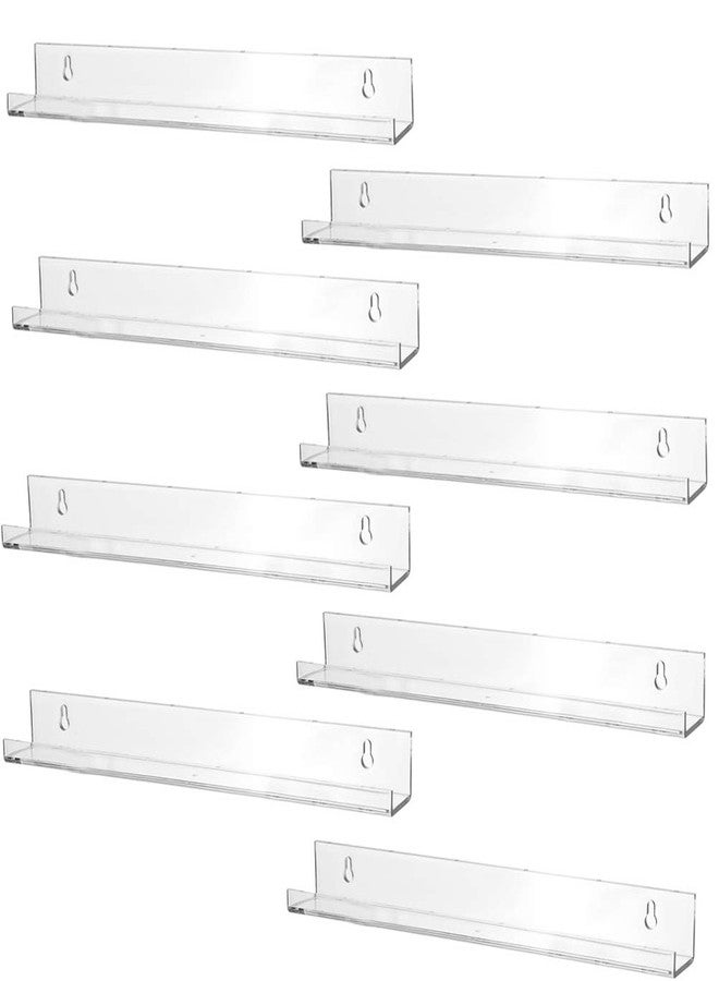 Sooyee 8 Pack 15 Inch Acrylic Invisible Kids Floating Bookshelf for Kids Room,Modern Picture Ledge Display Toy Storage Wall Shelf,Clear (8 Pack) - Image 1
