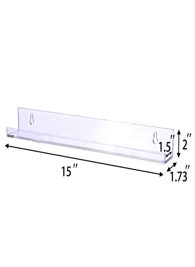 Sooyee 8 Pack 15 Inch Acrylic Invisible Kids Floating Bookshelf for Kids Room,Modern Picture Ledge Display Toy Storage Wall Shelf,Clear (8 Pack) - Image 2