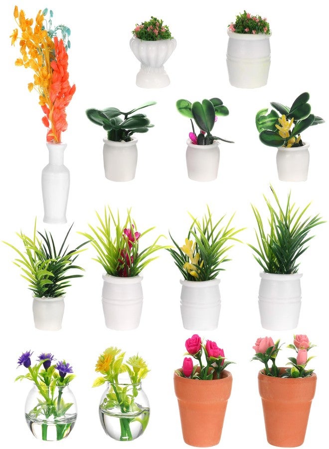 IMIKEYA Miniature Dollhouse Plant Flowers: 15pcs Mini Dollhouse Potted Plants Artificial Tiny Plants Fake Greenery Ornament Potted Plant Flower Model Micro Landscape Dollhouse Furniture Decor - Image 1