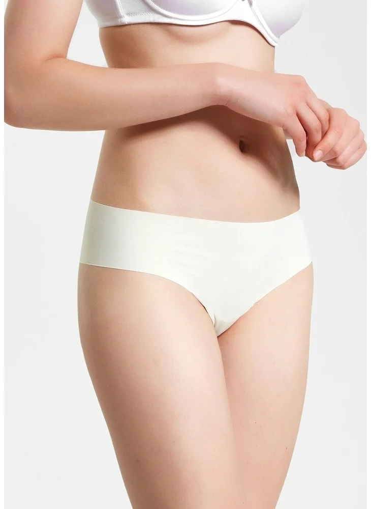 Papatya Daisy Laser Cut Cotton High Waist Basic Panties White 4559-