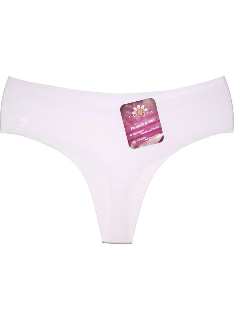 Papatya Daisy Laser Cut Cotton High Waist Basic Panties White 4559-