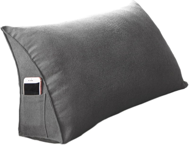 Triangle Headboard Pillow - Removable & Washable Bedside Support Cushion, Triangle Lumbar Backrest for Gaming & Relaxation, Sea Blue, 60x35x20 cm (Dark Gray 100 * 35 * 20cm) - Image 1
