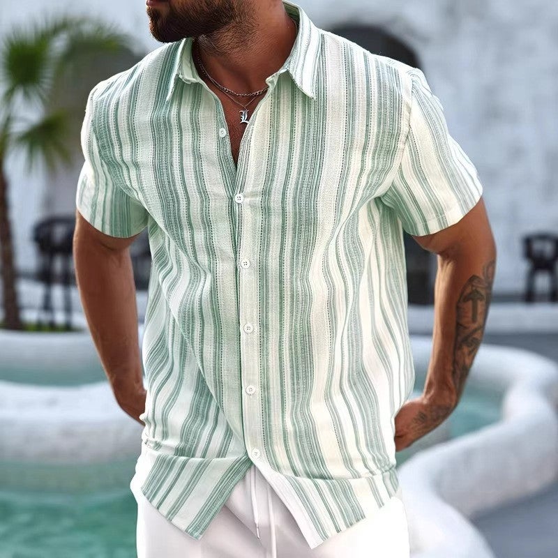 Men's Striped Short Sleeve Shirt - Image 1