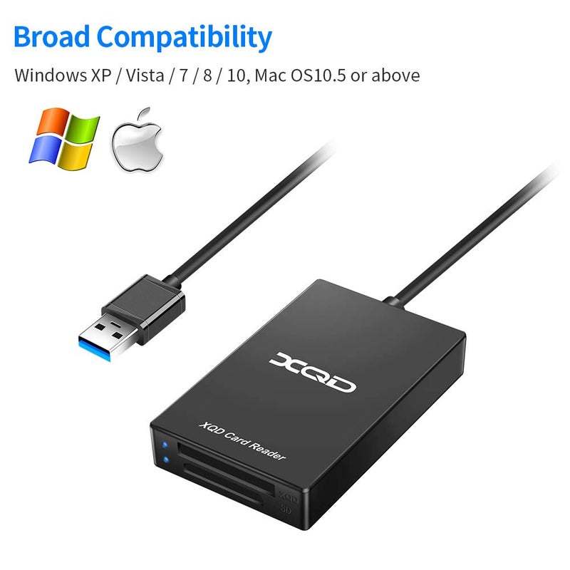 Rocketek XQD Card Reader USB 3.0 XQD SD Card Reader Sony XQD Reader 2 in 1 Memory Card Reader 5Gpbs Super Speed for Sony G/M Series, Lexar 2933x/1400x USB Mark XQD Card, SD/SDHC/SDXC Card for Windows/Mac - Image 5