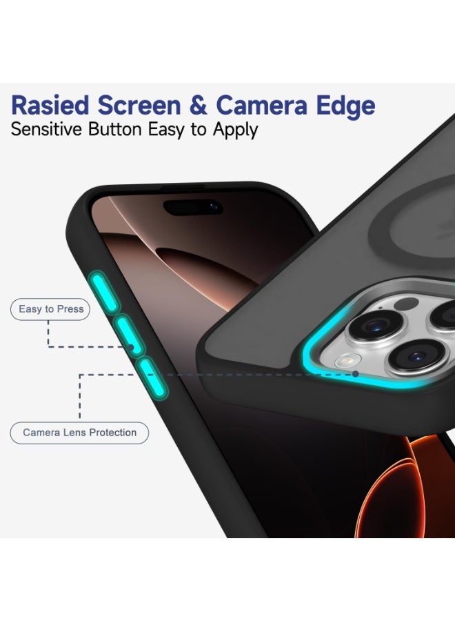 ACLIX Magnetic Case for iPhone 16 Pro Max [Shockproof & Slim] Matte Hard Back Cover with high-Grade Protection | Black - Image 3