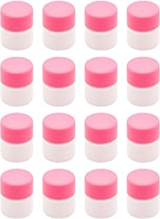 FUNNY 20 Pieces Glitter White Plastic Jar (20ML Size) - Plastic Lid Pink - High Quality Healthy Refill Empty Plastic Empty Storage Jar Round Empty Tins Storage Jar - By Artistic