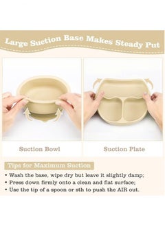 MIXDE 8-Piece Silicone Baby Feeding Set, Baby Led Weaning Supplies with Suction Bowl, Divided Plate, Spoons, Forks, Sippy Cup, Adjustable Bib, Eating Utensils for 6+ Months Toddler Infant (Beige)  - Image 5