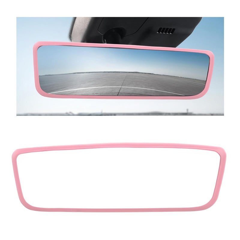 YTFRL Rear View Mirror Protector Frame Silicone Interior Rearview Mirror Cover Compatible with Model 3 Y X S Automotive Mirrors Protective Accessories with Soft Edge Frame Pink - Image 3