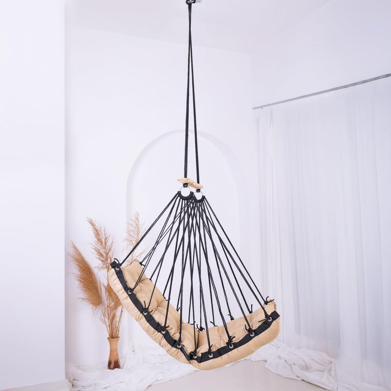 JULJULIA أرجوحة للشرفة - جولا مميزة للبالغين للمنزل، جولا آمنة للأطفال، كرسي معلق للشرفة الداخلية، تصميم متين ومريح، سهولة التركيب والصيانة - JJ_Low-Copper - Image 5