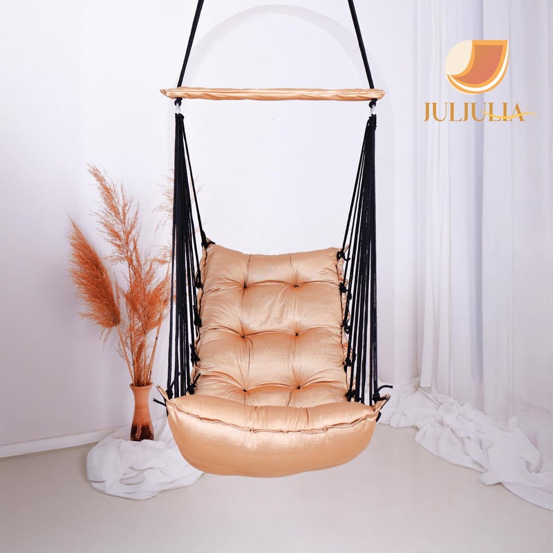 JULJULIA أرجوحة للشرفة - جولا مميزة للبالغين للمنزل، جولا آمنة للأطفال، كرسي معلق للشرفة الداخلية، تصميم متين ومريح، سهولة التركيب والصيانة - JJ_Low-Copper - Image 3
