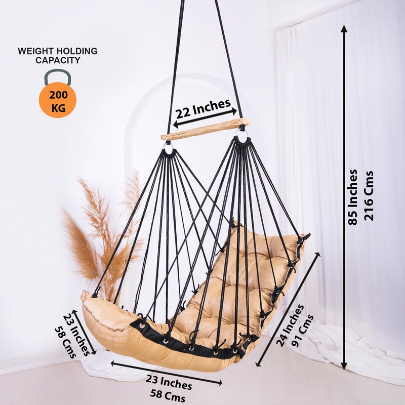 JULJULIA أرجوحة للشرفة - جولا مميزة للبالغين للمنزل، جولا آمنة للأطفال، كرسي معلق للشرفة الداخلية، تصميم متين ومريح، سهولة التركيب والصيانة - JJ_Low-Copper - Image 2