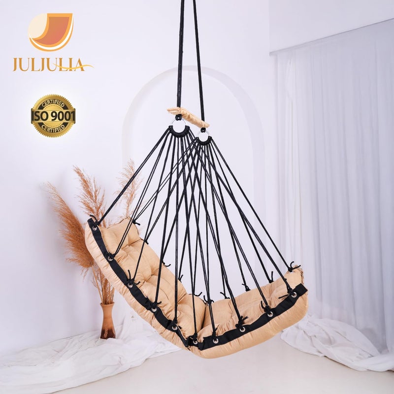 JULJULIA أرجوحة للشرفة - جولا مميزة للبالغين للمنزل، جولا آمنة للأطفال، كرسي معلق للشرفة الداخلية، تصميم متين ومريح، سهولة التركيب والصيانة - JJ_Low-Copper - Image 4