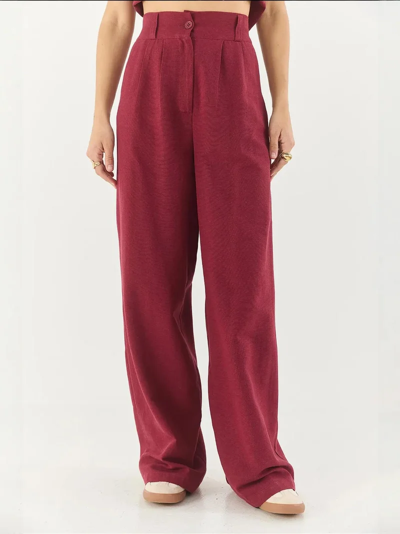 Bianco Lucci Multicolor LUCCI V-neck Vest and Wide Leg Pants Two-Piece Coord Set for Women | Best Price UAE