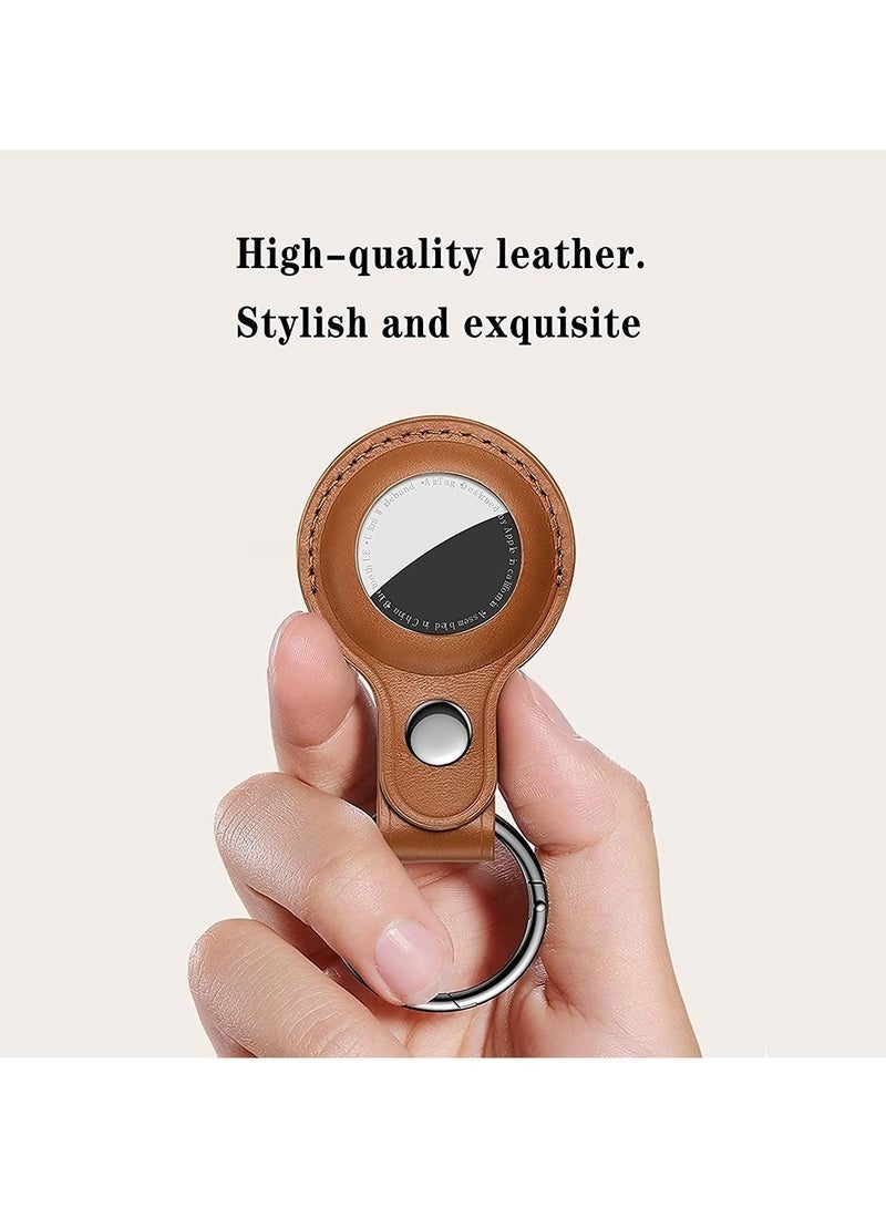 4 Pack AirTag Keychain Holder Case – PU Leather Protective Cover with Key Ring Compatible with Apple AirTags for Keys, Bags, Kids, Pets, and More (Multi-Color) - Image 2