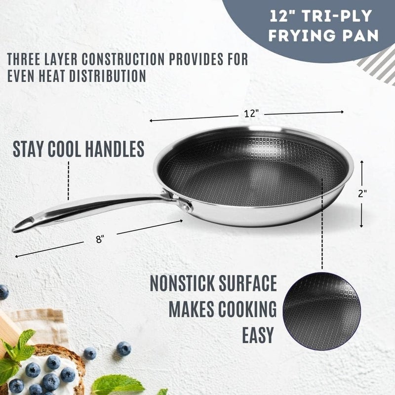 KIRFIZ kirfiz Frying Pan with OvenSafe Lid Anti Scratch Kitchen Home Essentials for Sauting Roasting Broiling 28cm Aluminium StainlessSteel Skillet German NonStick Shield Technology - Image 4