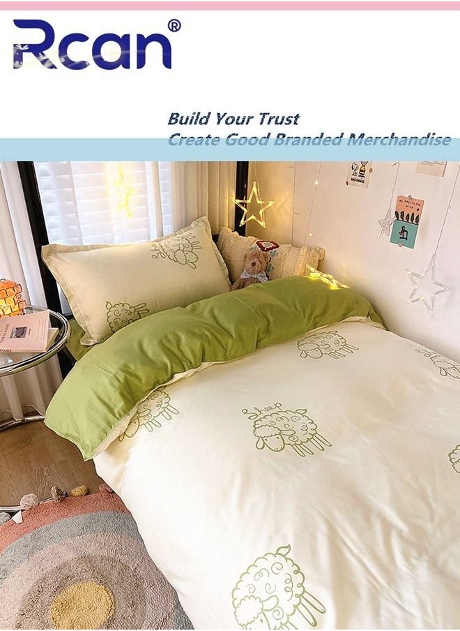 Rcan 3 Piece School Season Duvet Cover Set College Style Kids Bedding Quilt Cover Sheet Pillow Covers for Dormitory Single Bed Children's Bed for Boys Girls 150x200cm/ 59x78in  - Image 1