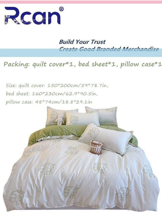 Rcan 3 Piece School Season Duvet Cover Set College Style Kids Bedding Quilt Cover Sheet Pillow Covers for Dormitory Single Bed Children's Bed for Boys Girls 150x200cm/ 59x78in  - Image 3