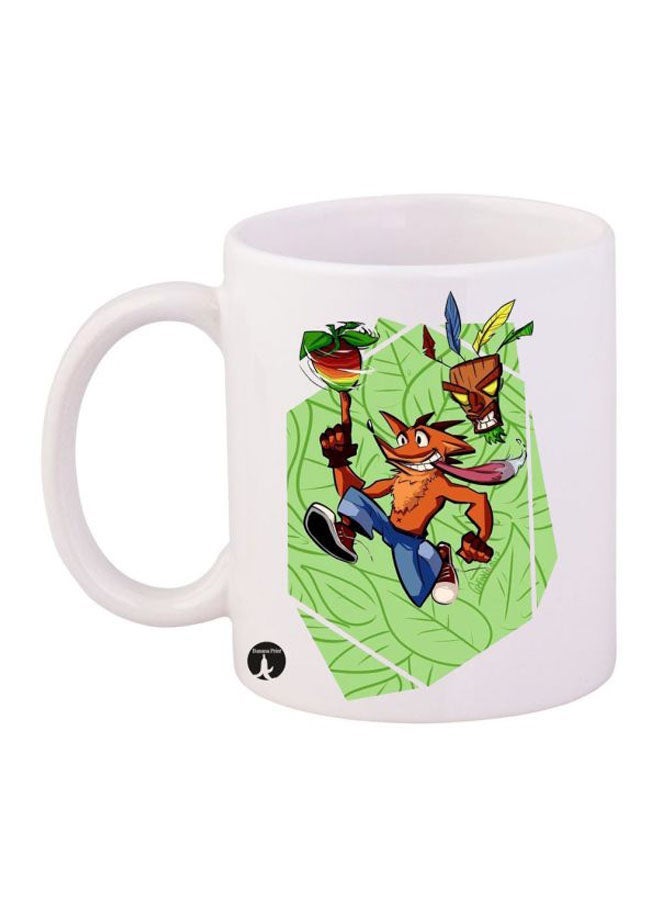 RYN Video Game Crash Printed Mug White/Green/Orange 11ounce