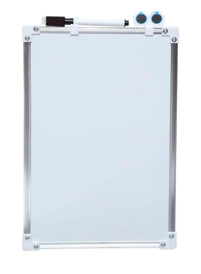 An educational whiteboard with a whiteboard pen, an eraser, and two magnets to hold the paper together 35*25 Cm