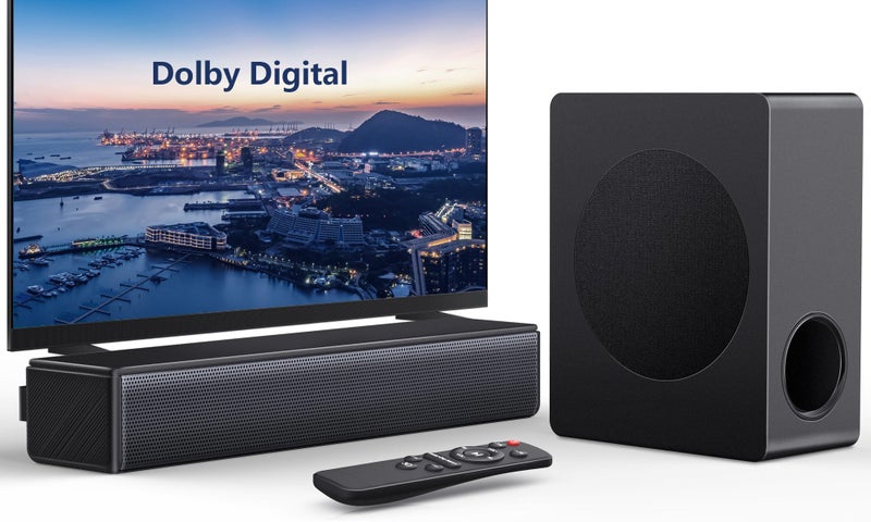 GEOYEAO TV Speaker, 2.1 CH Soundbar with Subwoofer, 200W Dolby Digital Sound Bar for TV, Home Theater Audio System with HDMI eARC, Bluetooth, Remote Control, Surround Sound for Smart TV, Projector, Gaming - Image 1