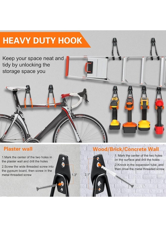 Soofam Garage Hooks Heavy Duty 10 Pack， Utility Steel Wall Hooks Rack Garden Tool Organizer Garage Organization Hooks Wall Hanger Bike Hooks for Garage Storage Ladders,Bikes and Broom Holder (Black) - Image 5