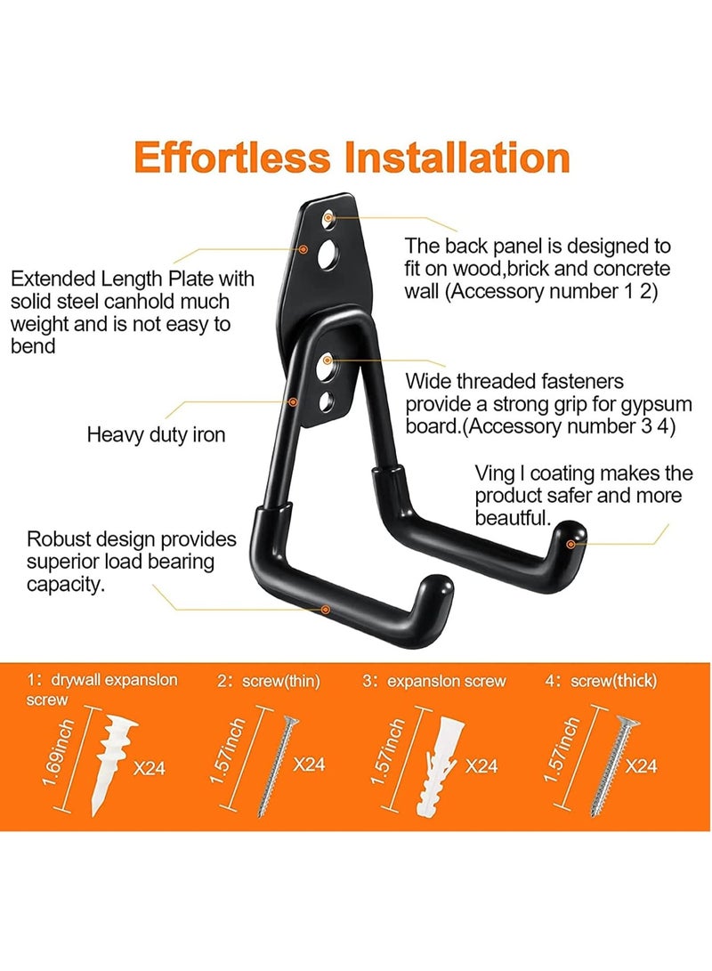 Soofam Garage Hooks Heavy Duty 10 Pack， Utility Steel Wall Hooks Rack Garden Tool Organizer Garage Organization Hooks Wall Hanger Bike Hooks for Garage Storage Ladders,Bikes and Broom Holder (Black) - Image 2