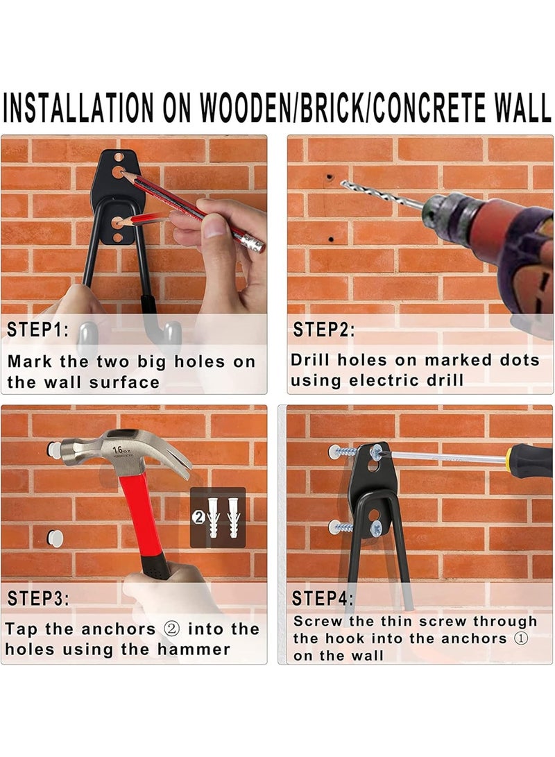 Soofam Garage Hooks Heavy Duty 10 Pack， Utility Steel Wall Hooks Rack Garden Tool Organizer Garage Organization Hooks Wall Hanger Bike Hooks for Garage Storage Ladders,Bikes and Broom Holder (Black) - Image 4