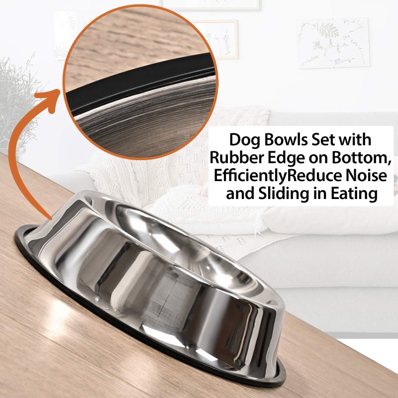 Juqiboom 2Packs Stainless Steel Dog Bowl with Anti-Skid Rubber Base for Small/Medium/Large Pet, Perfect Dish, Pets Feeder and Water Choice Puppy Cat Kitten (8oz) - Image 3