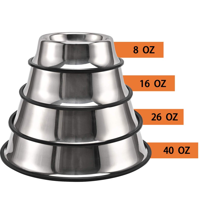 Juqiboom 2Packs Stainless Steel Dog Bowl with Anti-Skid Rubber Base for Small/Medium/Large Pet, Perfect Dish, Pets Feeder and Water Choice Puppy Cat Kitten (8oz) - Image 5