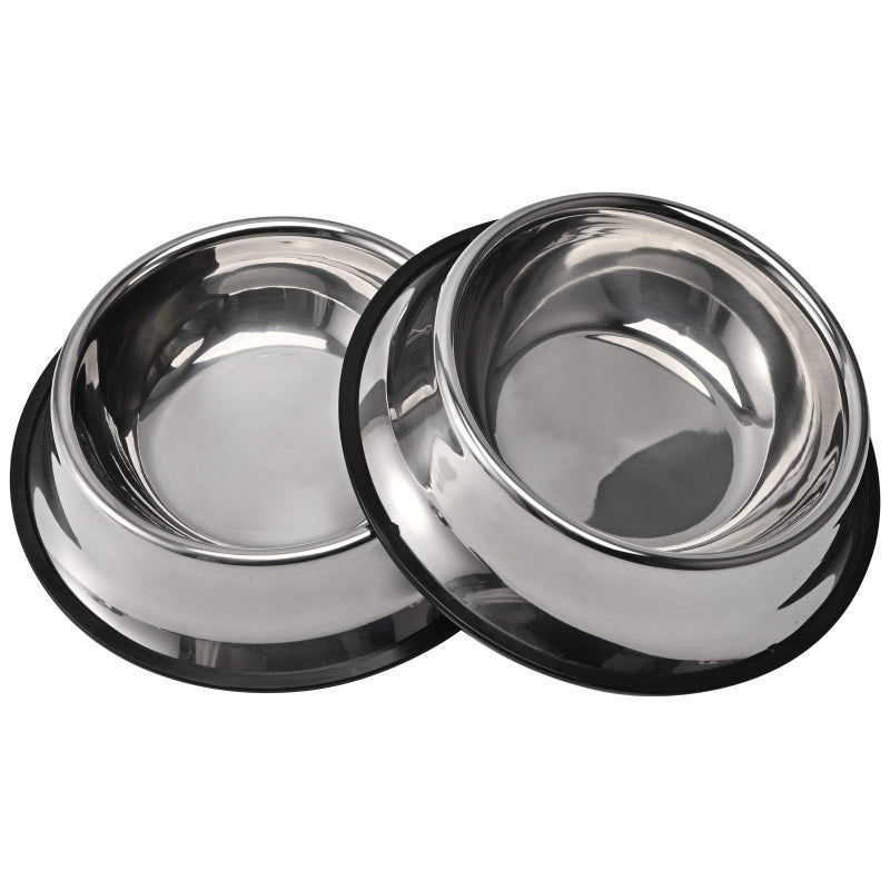Juqiboom 2Packs Stainless Steel Dog Bowl with Anti-Skid Rubber Base for Small/Medium/Large Pet, Perfect Dish, Pets Feeder and Water Choice Puppy Cat Kitten (8oz) - Image 1