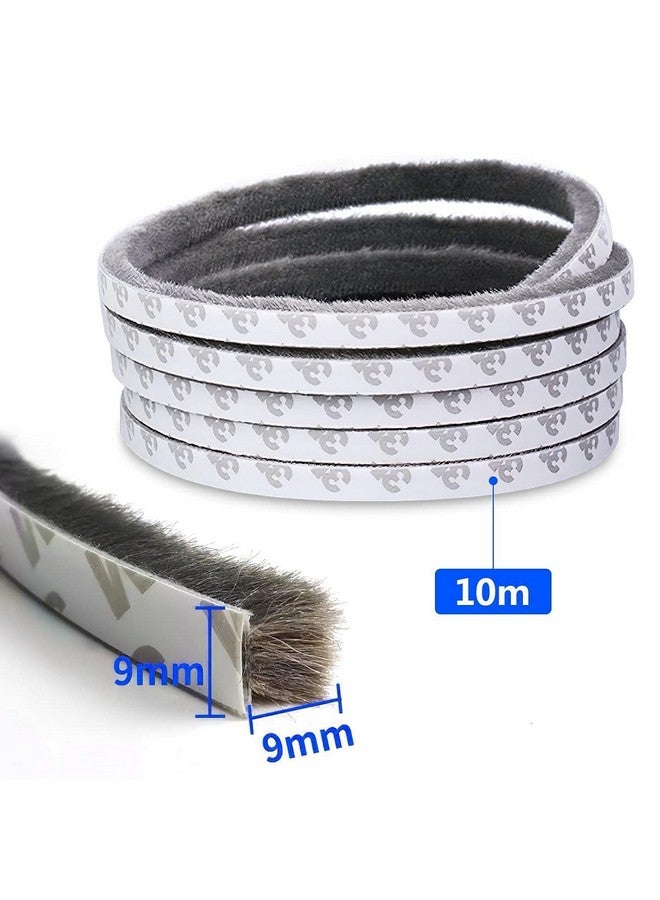 Nexllent 10 Meters Soundproof Window Sealing Strips, Windproof Dustproof Door Window Frame Seal Self Adhesive Brush Strip, Sliding Window Seal, Window Door Seal, Sliding Door Seal Strip(Grey) - Image 2