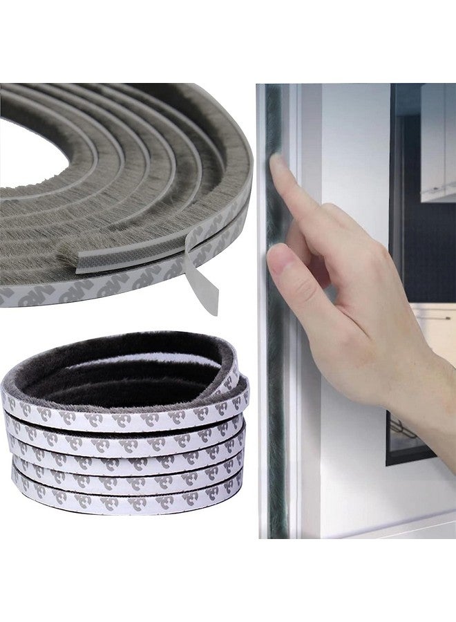 Nexllent 10 Meters Soundproof Window Sealing Strips, Windproof Dustproof Door Window Frame Seal Self Adhesive Brush Strip, Sliding Window Seal, Window Door Seal, Sliding Door Seal Strip(Grey) - Image 1