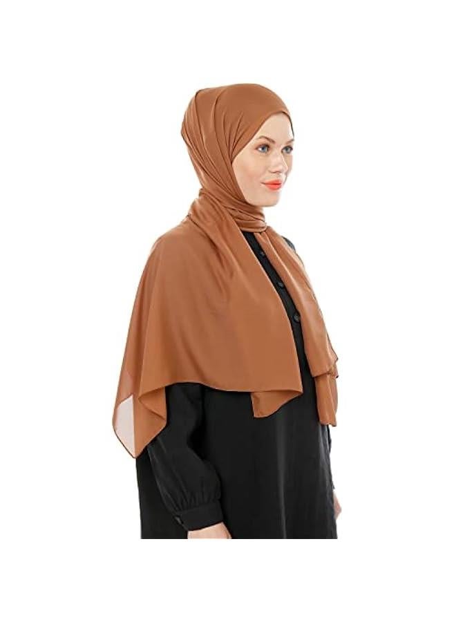 Arabest Light Brown Chiffon Hijab Scarf for Women - Muslim Headscarf Fashion Shawl - Image 1