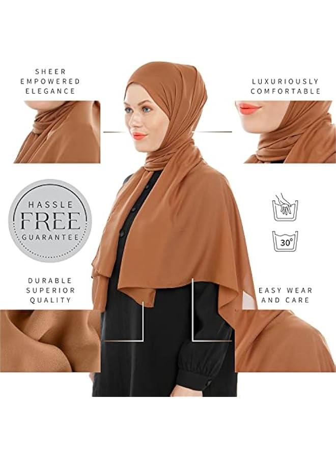 Arabest Light Brown Chiffon Hijab Scarf for Women - Muslim Headscarf Fashion Shawl - Image 2