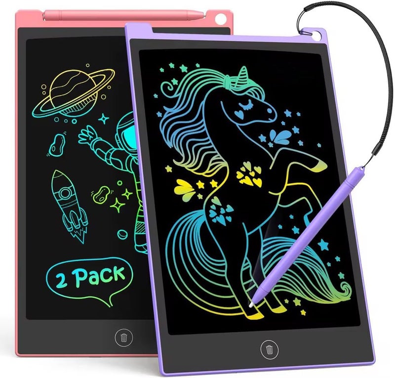 TECJOE 2 Pack LCD Writing Tablet, 8.5 Inch Colorful Doodle Board Drawing Tablet for Kids, Kids Travel Games Activity Learning Toys Birthday Gifts for 3 4 5 6 Year Old Boys and Girls Toddlers - Image 1