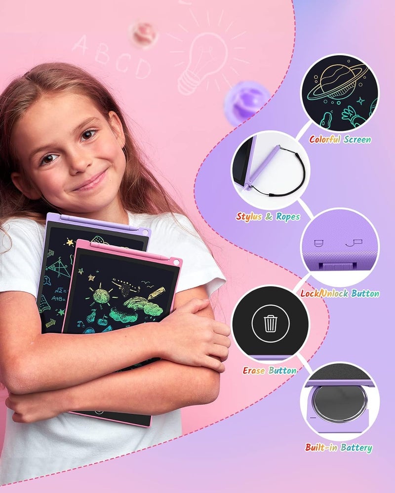TECJOE 2 Pack LCD Writing Tablet, 8.5 Inch Colorful Doodle Board Drawing Tablet for Kids, Kids Travel Games Activity Learning Toys Birthday Gifts for 3 4 5 6 Year Old Boys and Girls Toddlers - Image 2