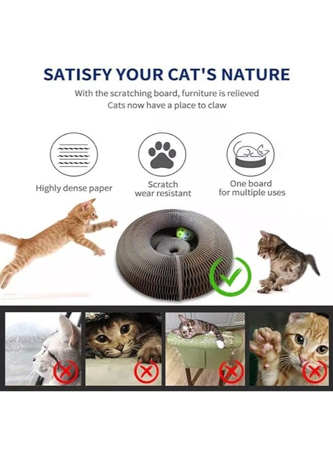 COOLBABY Organ Cat Scratching Board Cat Scratching Board with Toy Bell Ball Foldable Cat Scratching Board