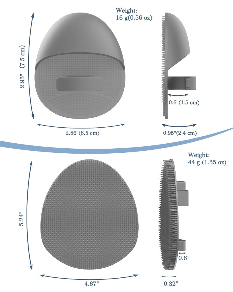 Manmihealth Silicone Back Scrubber (Thin Bristles) & Bath Glove & Face Brush Set(3PCS), Super-Exfoliating & Lathering Body Scrubber, Shower Brush, Face Scrubber Combination, with a Free Hook.(Gray) - Image 3