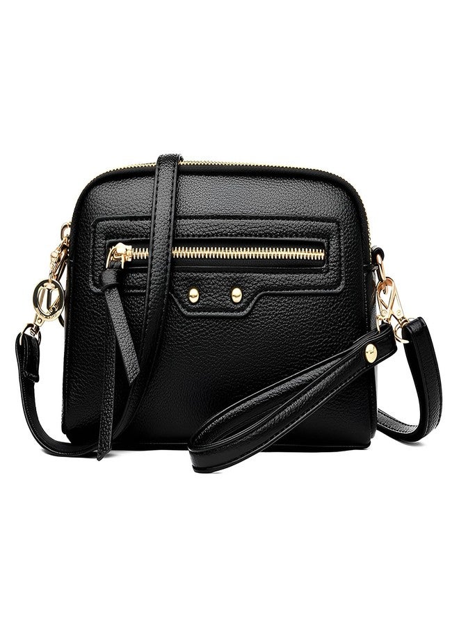 WITERY Small Crossbody Bag for Women Lightweight PU Leather Shoulder Bag Wristlet Clutch Purses with 2 Straps(Shoulder&Wrist), Zipperd Ladies Cross Body Purses Phone Wallet Handbags for Travel Work - Image 1