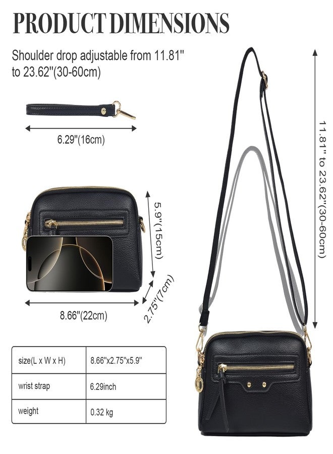 WITERY Small Crossbody Bag for Women Lightweight PU Leather Shoulder Bag Wristlet Clutch Purses with 2 Straps(Shoulder&Wrist), Zipperd Ladies Cross Body Purses Phone Wallet Handbags for Travel Work - Image 3