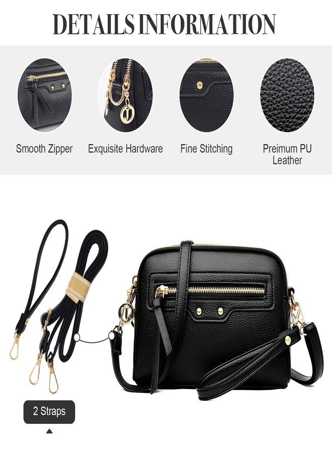 WITERY Small Crossbody Bag for Women Lightweight PU Leather Shoulder Bag Wristlet Clutch Purses with 2 Straps(Shoulder&Wrist), Zipperd Ladies Cross Body Purses Phone Wallet Handbags for Travel Work - Image 5