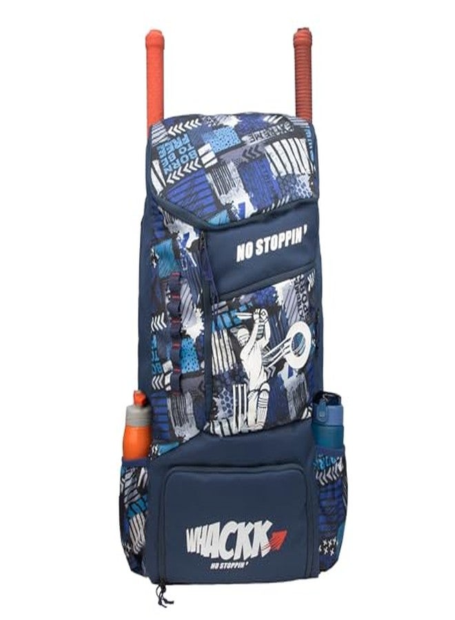 Whackk Kallis 103L Unisex Cricket Kit Bag Backpack | Adult Size | 2 Bat | Shoe/Helmet Pocket | Main Compartment 18" Leg Pad |2 Bottle Holder | Easy Access Pocket | Player Edition Senior (navy printed) - Image 3