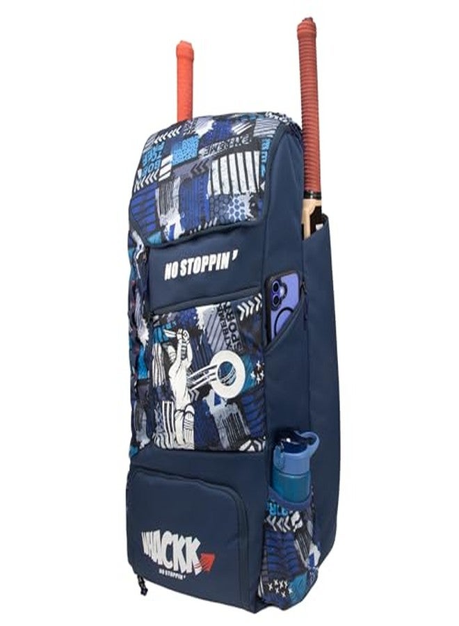 Whackk Kallis 103L Unisex Cricket Kit Bag Backpack | Adult Size | 2 Bat | Shoe/Helmet Pocket | Main Compartment 18" Leg Pad |2 Bottle Holder | Easy Access Pocket | Player Edition Senior (navy printed) - Image 4